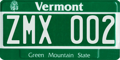 VT license plate ZMX002