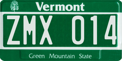 VT license plate ZMX014