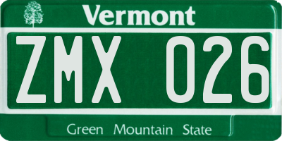 VT license plate ZMX026