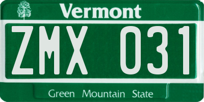 VT license plate ZMX031
