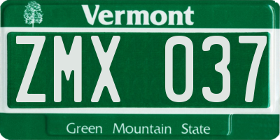 VT license plate ZMX037