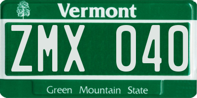 VT license plate ZMX040