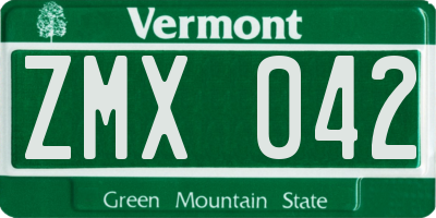 VT license plate ZMX042