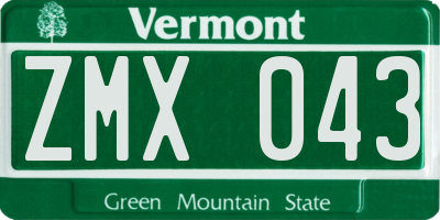 VT license plate ZMX043