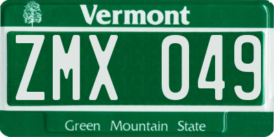 VT license plate ZMX049