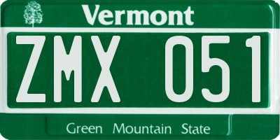 VT license plate ZMX051