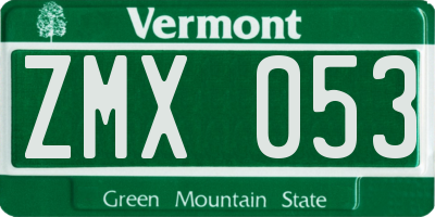 VT license plate ZMX053