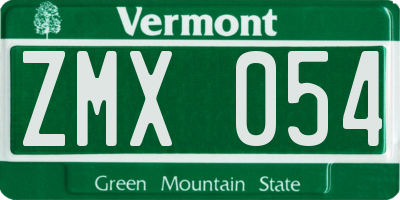 VT license plate ZMX054