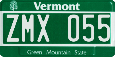 VT license plate ZMX055
