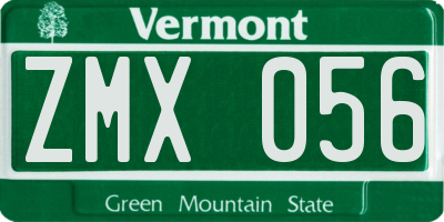 VT license plate ZMX056