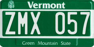 VT license plate ZMX057