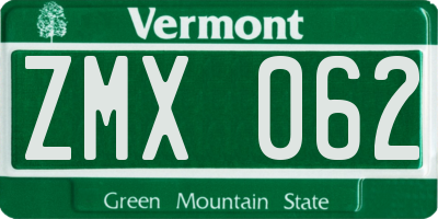VT license plate ZMX062