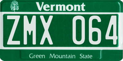 VT license plate ZMX064