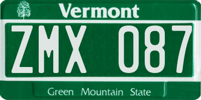 VT license plate ZMX087