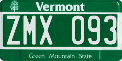 VT license plate ZMX093