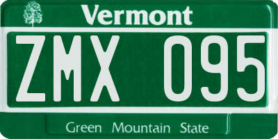 VT license plate ZMX095