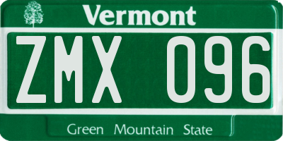 VT license plate ZMX096