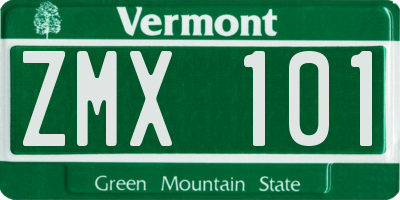 VT license plate ZMX101