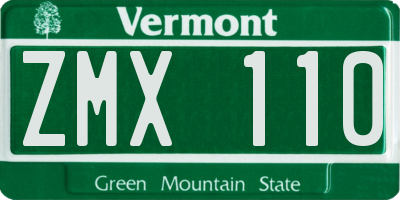 VT license plate ZMX110
