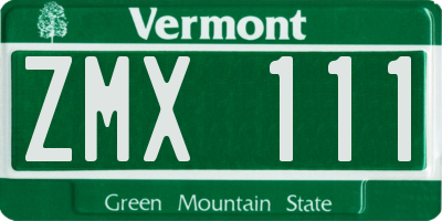 VT license plate ZMX111