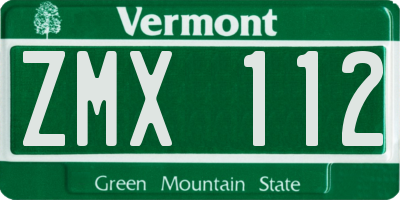 VT license plate ZMX112