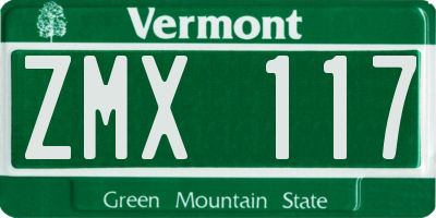 VT license plate ZMX117
