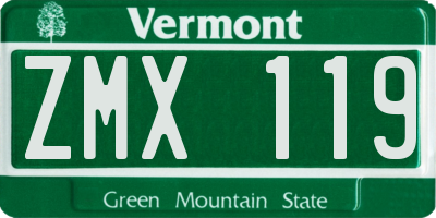 VT license plate ZMX119
