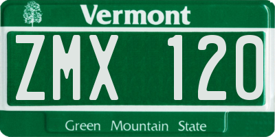VT license plate ZMX120