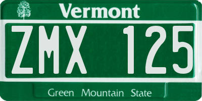 VT license plate ZMX125