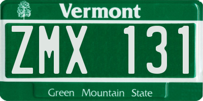 VT license plate ZMX131