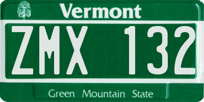 VT license plate ZMX132