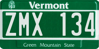 VT license plate ZMX134