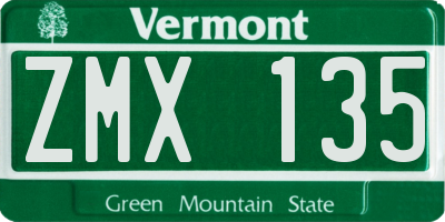 VT license plate ZMX135