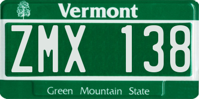 VT license plate ZMX138