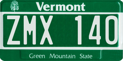 VT license plate ZMX140