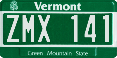 VT license plate ZMX141