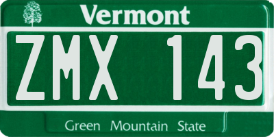 VT license plate ZMX143