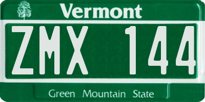 VT license plate ZMX144