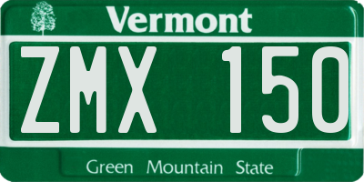 VT license plate ZMX150
