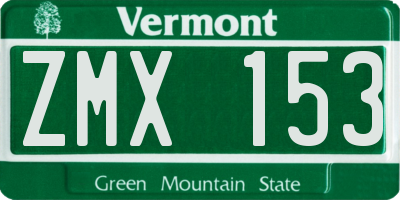 VT license plate ZMX153