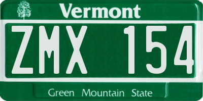 VT license plate ZMX154
