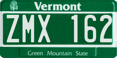 VT license plate ZMX162