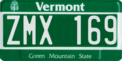 VT license plate ZMX169