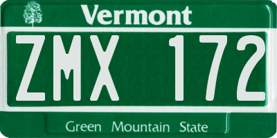 VT license plate ZMX172