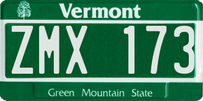VT license plate ZMX173
