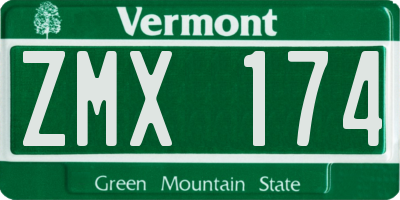 VT license plate ZMX174