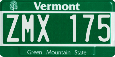 VT license plate ZMX175
