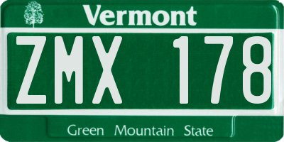 VT license plate ZMX178