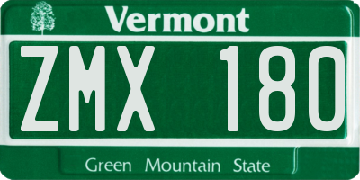 VT license plate ZMX180