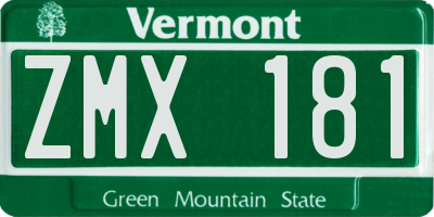 VT license plate ZMX181